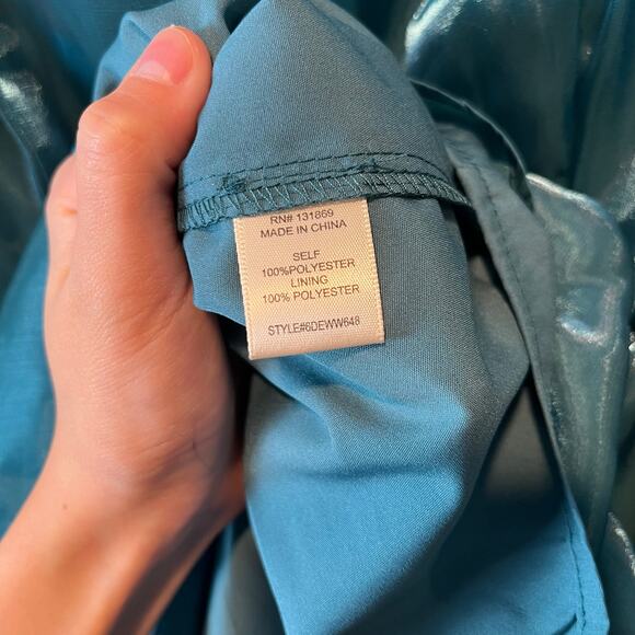 Thirty/Thirty Half Sleeves Flared Stretchy Teal Dress Womens Size Small - Picture 4 of 6